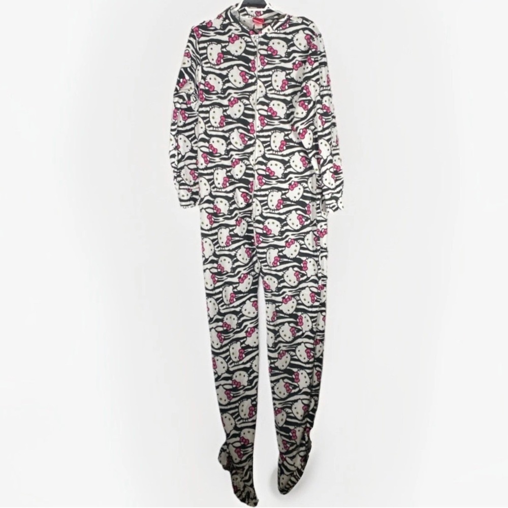 Sanrio Hello Kitty One‎ Piece L Footie Pajamas Costume Black & White PJs